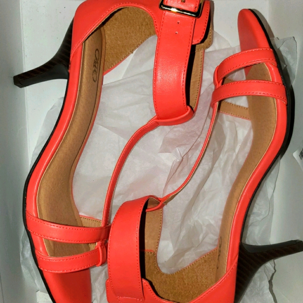 CATO hot coral heels new in the box